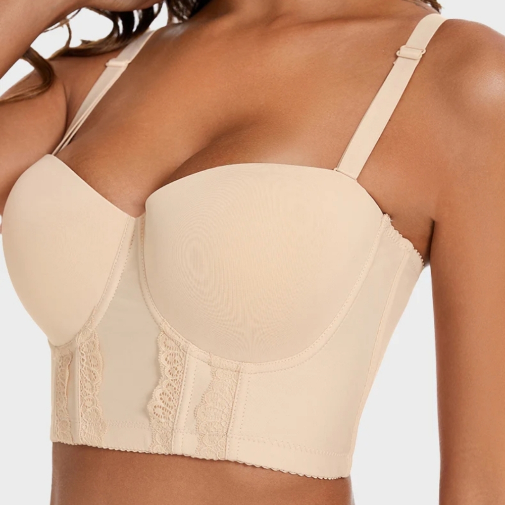 SheCurve Low Back Strapless Push Up Bra Nude